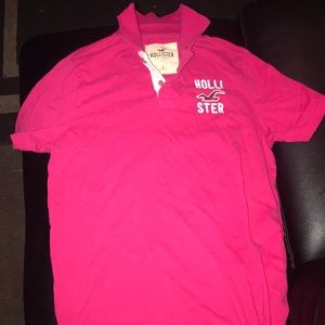 Hot pink Hollister polo shirt